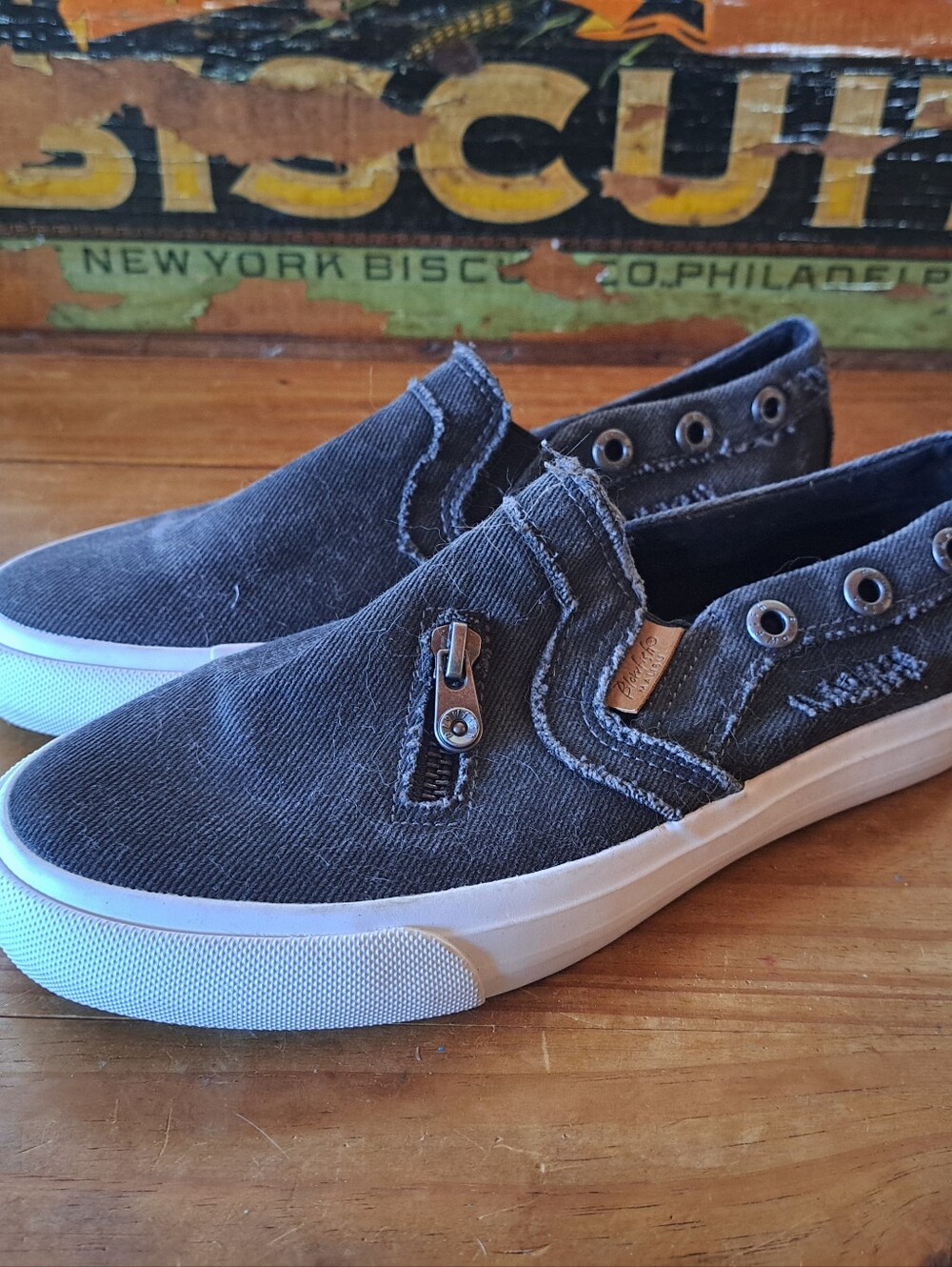 Blowfish Women's Sneakers, Size 7, Black Twill, Casual Slip On Espadrilles Shoes